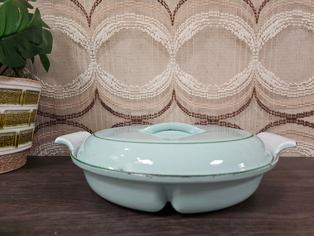 DRU Holland geëmailleerde gietijzeren schaal met deksel – 3 vakken