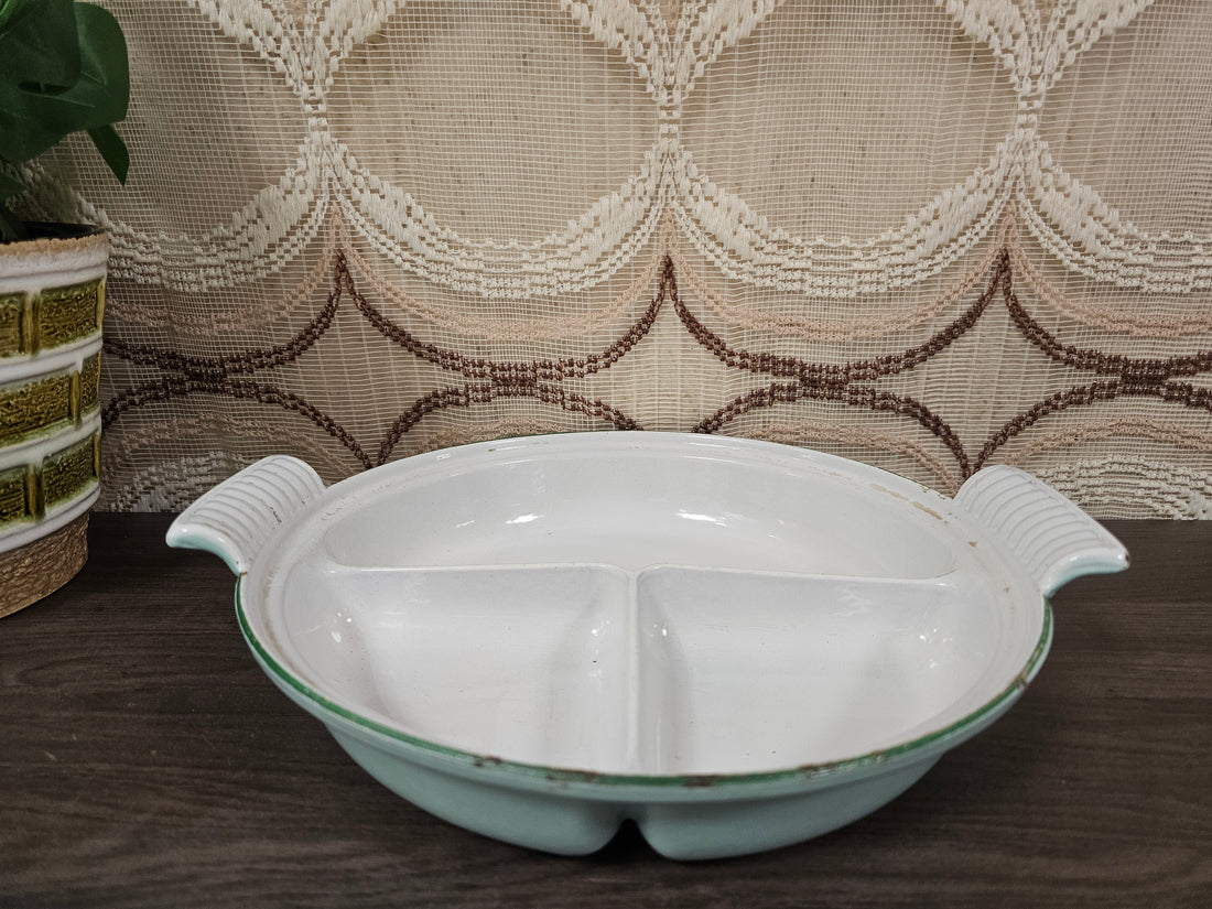 DRU Holland geëmailleerde gietijzeren schaal met deksel – 3 vakken