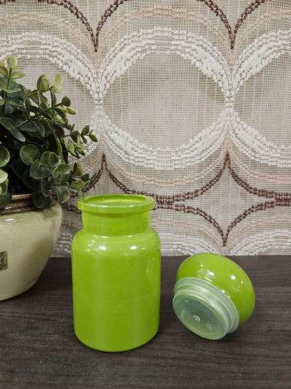 Vintage apothekerspot groen glas circa 14 cm hoog
