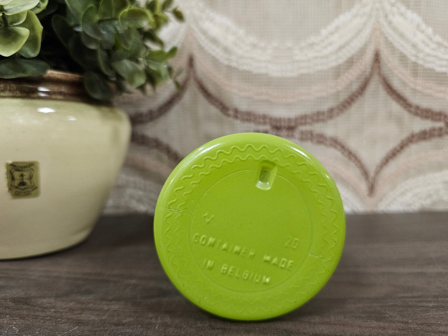 Vintage apothekerspot groen glas circa 14 cm hoog