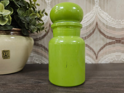 Vintage apothekerspot groen glas circa 14 cm hoog