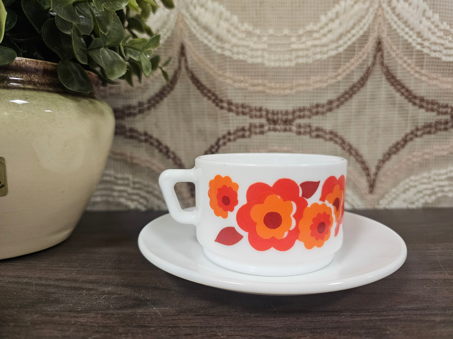 Arcopal France Lotus kop en schotel oranje rood