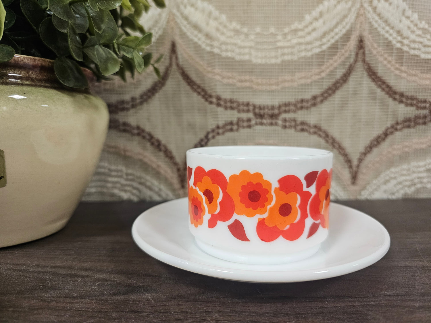 Arcopal France Lotus kop en schotel oranje rood