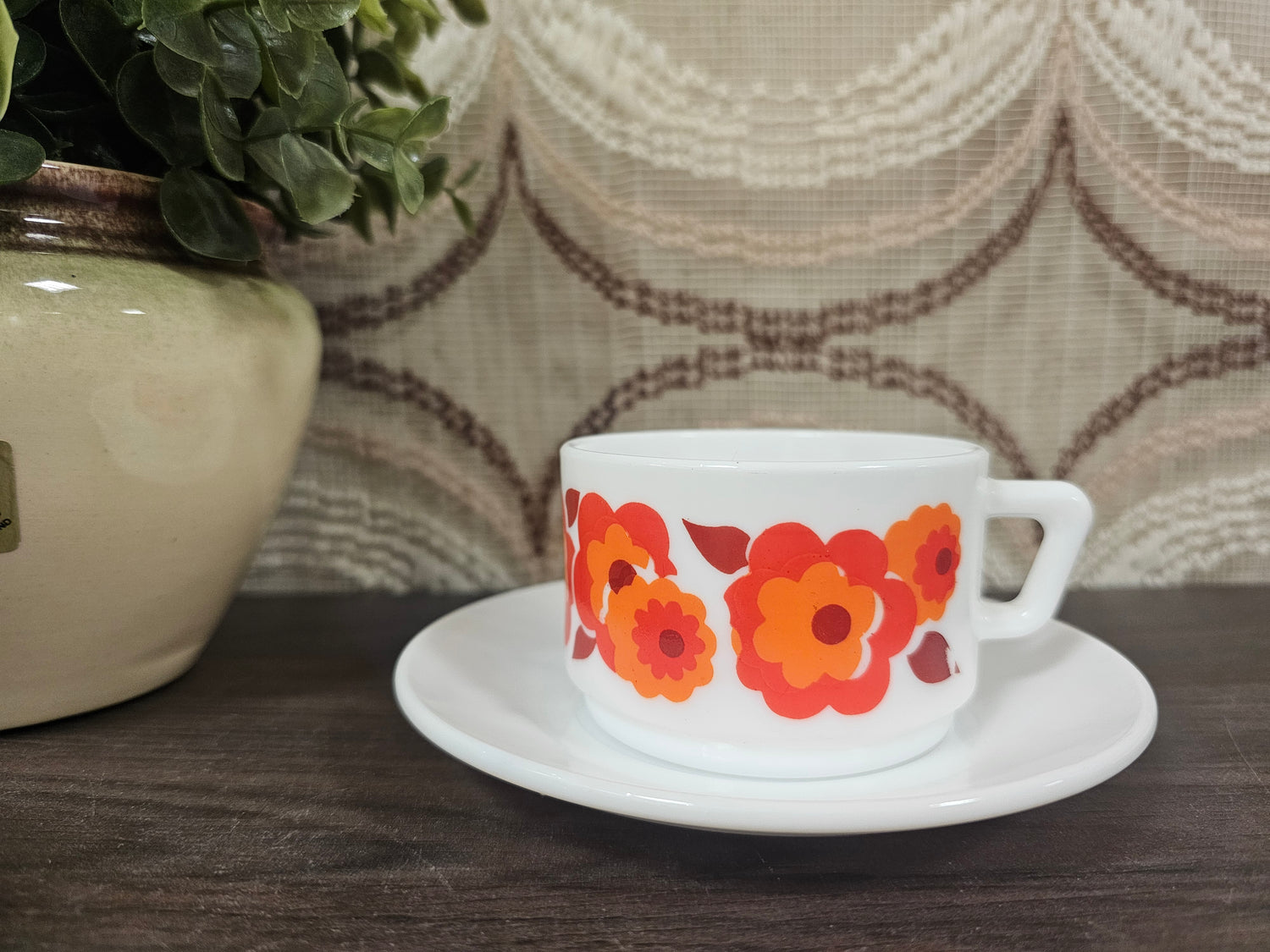 Arcopal France Lotus kop en schotel oranje rood