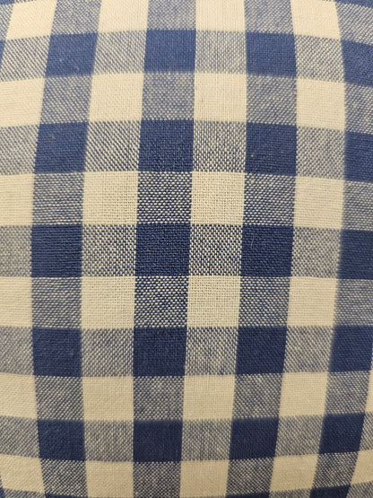 Theebeurs met knip blauw wit geblokt