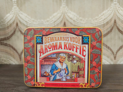 Vintage Douwe Egberts koffieblik met illustraties