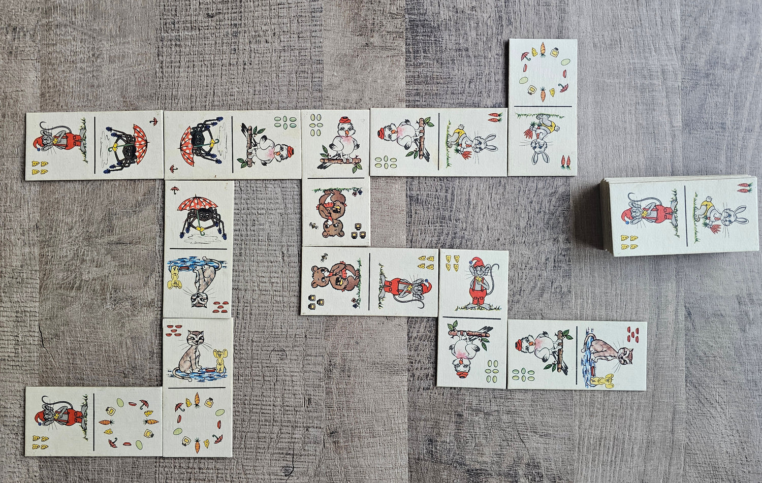 Clipper Dolle dieren domino vintage spel