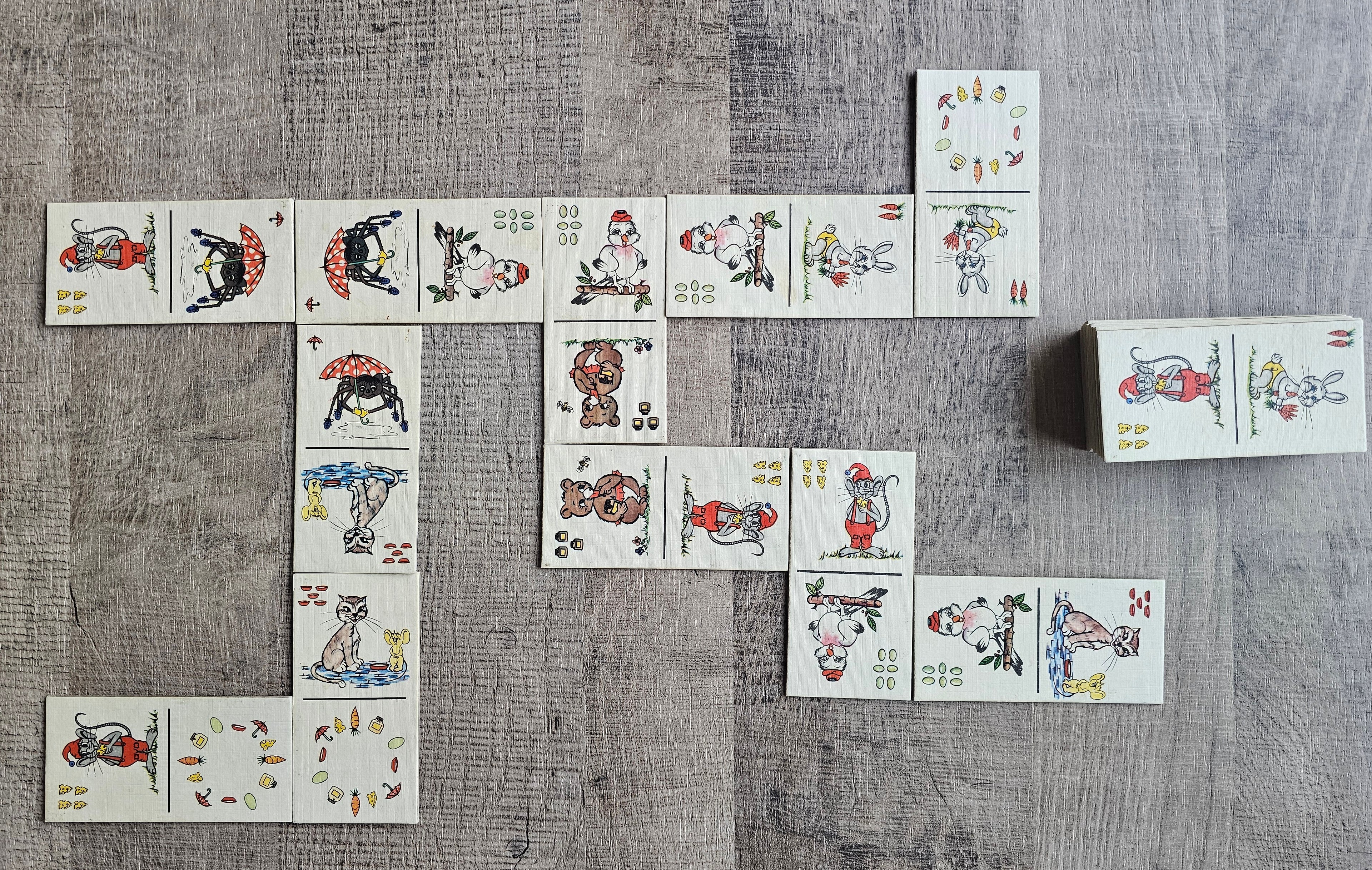 Clipper Dolle dieren domino vintage spel