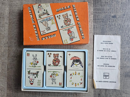 Clipper Dolle dieren domino vintage spel