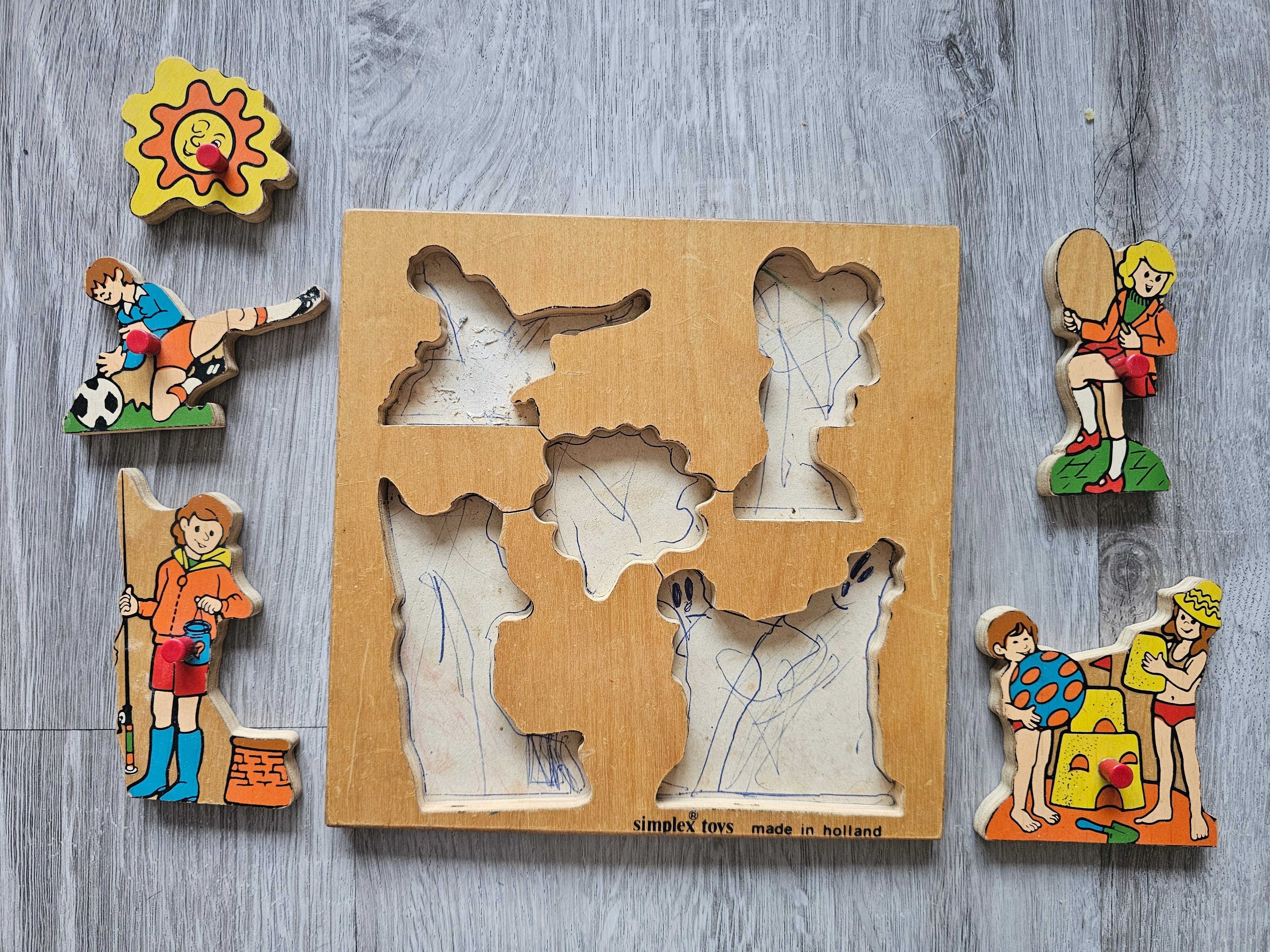 Vintage Simplex Toys houten puzzel – made in Holland