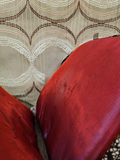 Vintage  theebeurs met knip – bruine stof met bloemenpatroon