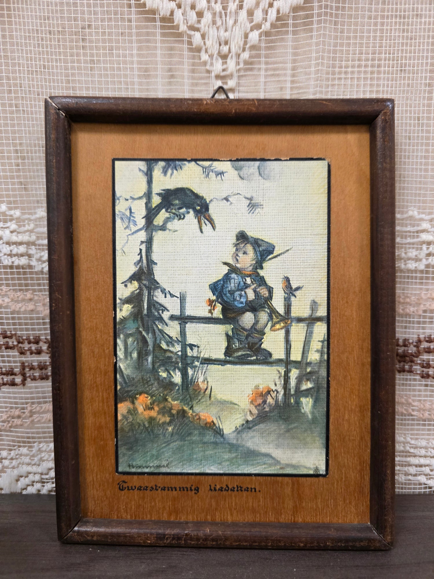 Vintage Hummel prentje op hout – tweestemmig liederen zingen