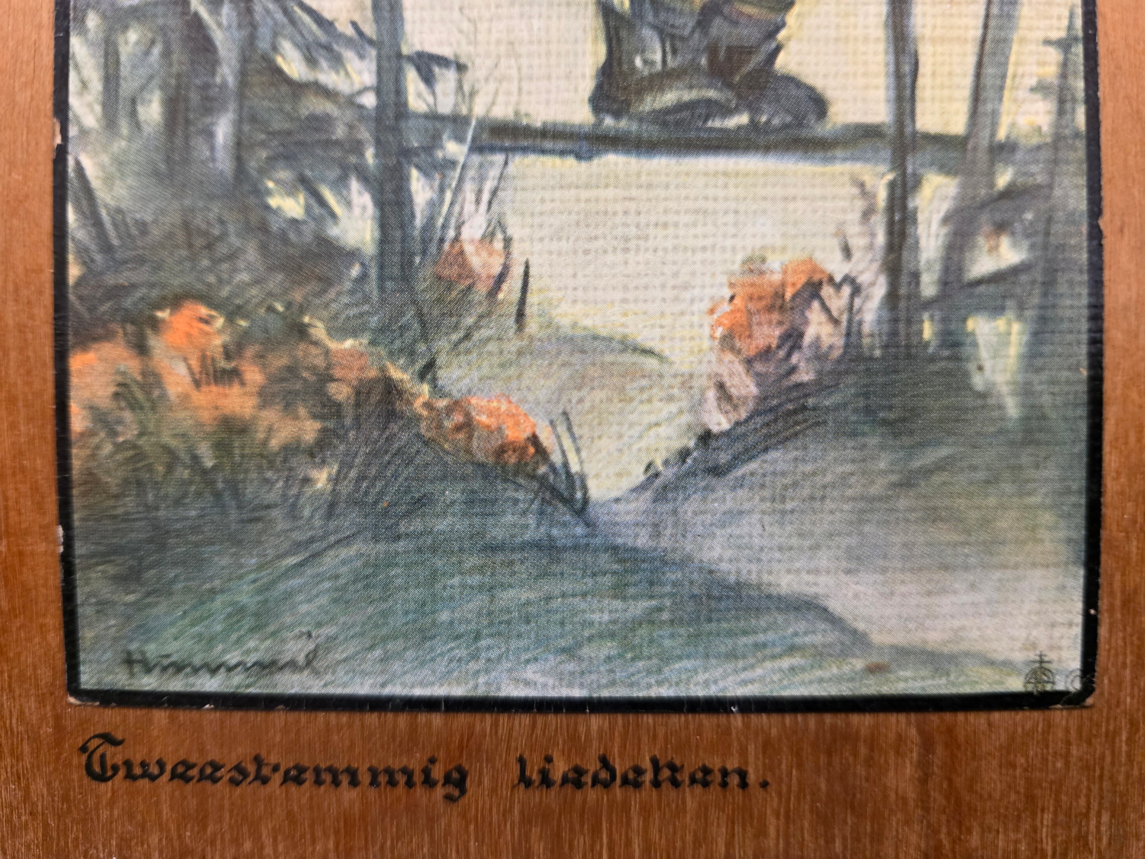 Vintage Hummel prentje op hout – tweestemmig liederen zingen