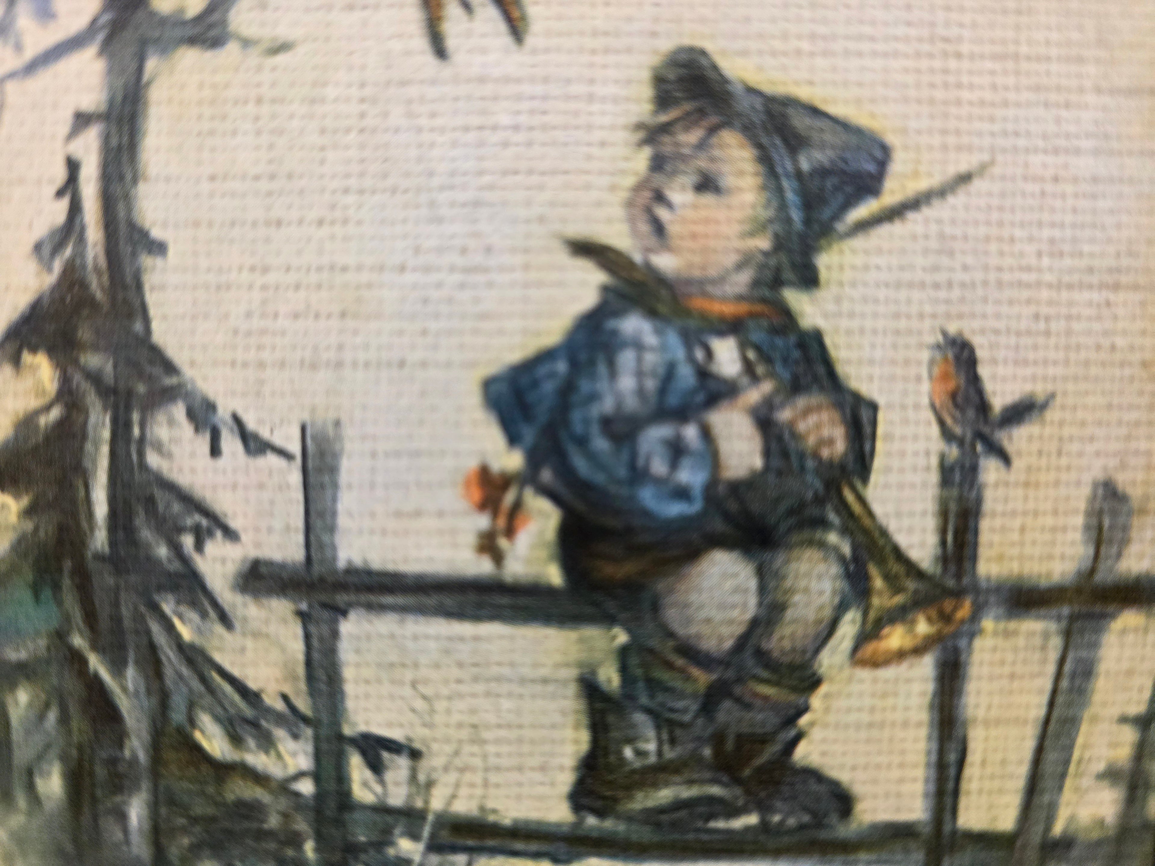 Vintage Hummel prentje op hout – tweestemmig liederen zingen