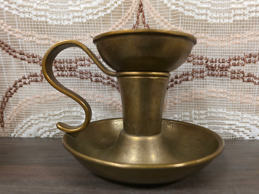 Vintage messing kandelaar met oor