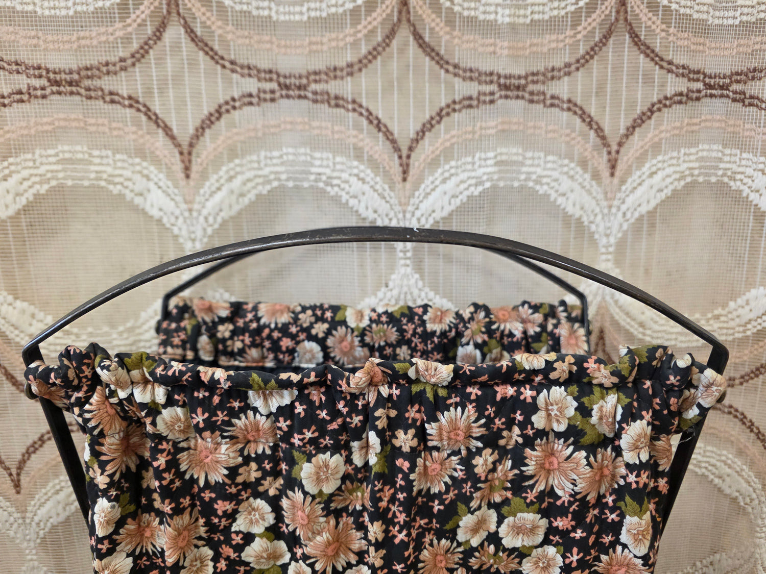 Vintage opvouwbare breimand met bloemenstof