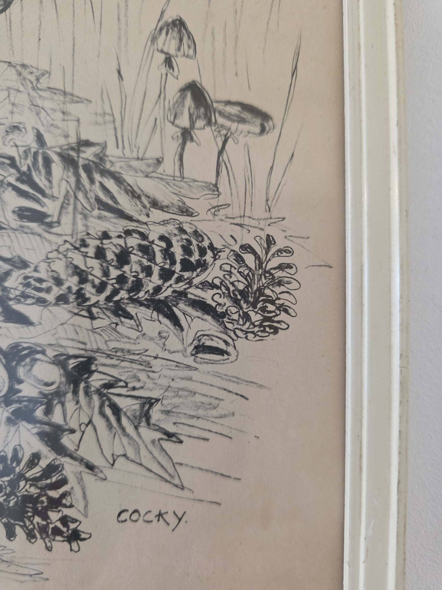 Vintage prent hertje in lijst – Cocky 25,5 x 35,5 cm