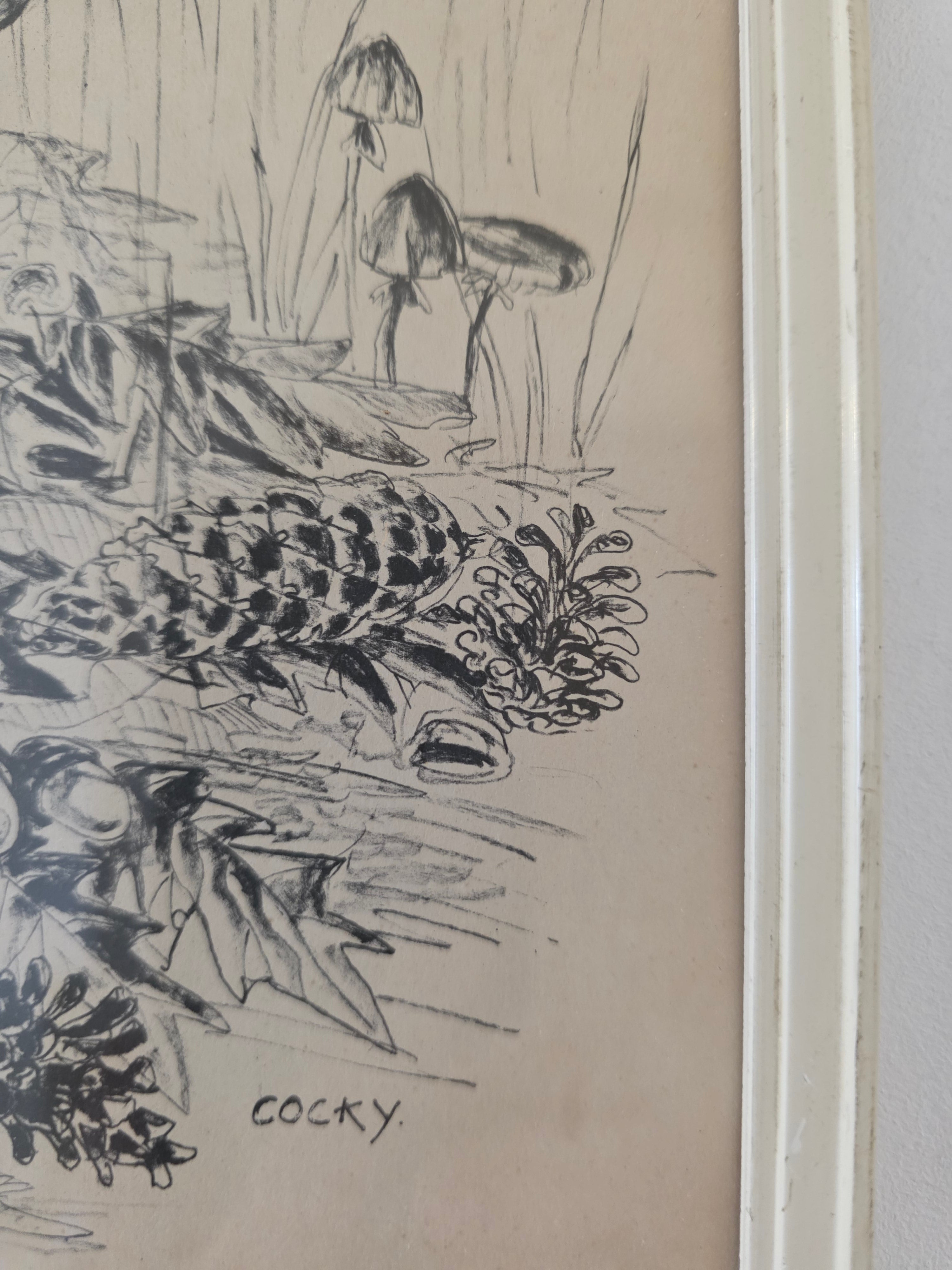 Vintage prent hertje in lijst – Cocky 25,5 x 35,5 cm