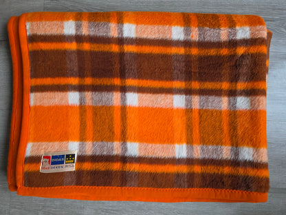 Vintage Didas deken oranje ruit 220x145 cm
