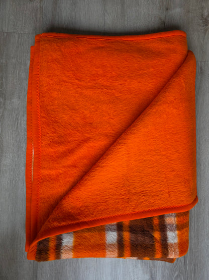 Vintage Didas deken oranje ruit 220x145 cm