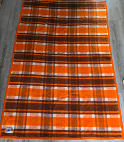 Vintage Didas deken oranje ruit 220x145 cm