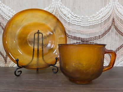 Arcoroc France Sierra amberkleurige kop en schotel