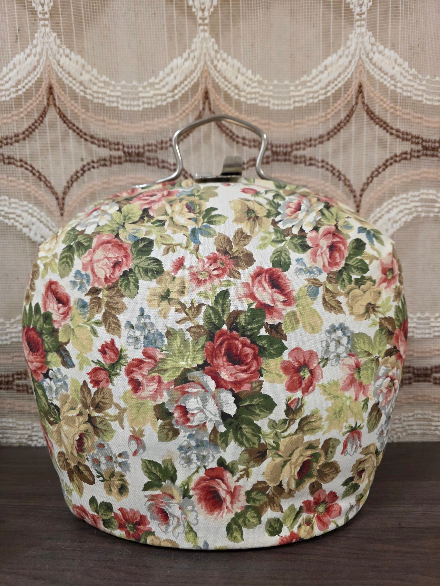 Theebeurs met knip – vintage rozenstof