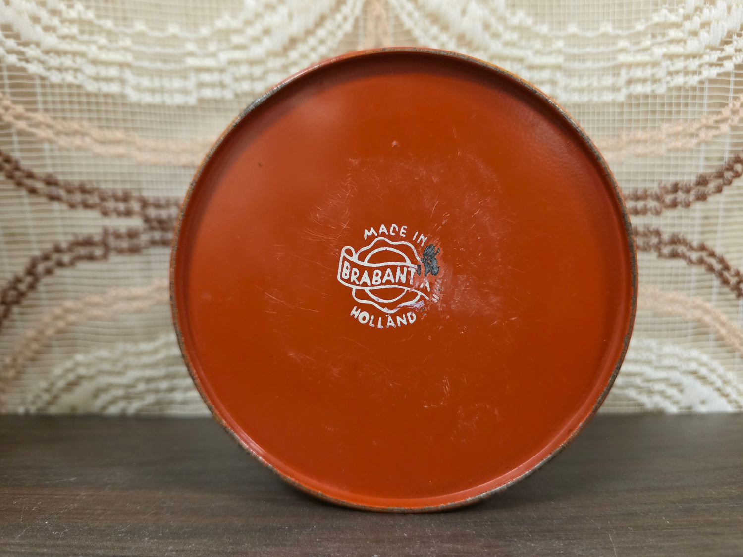 Brabantia vintage oranje gevlamd thee blik