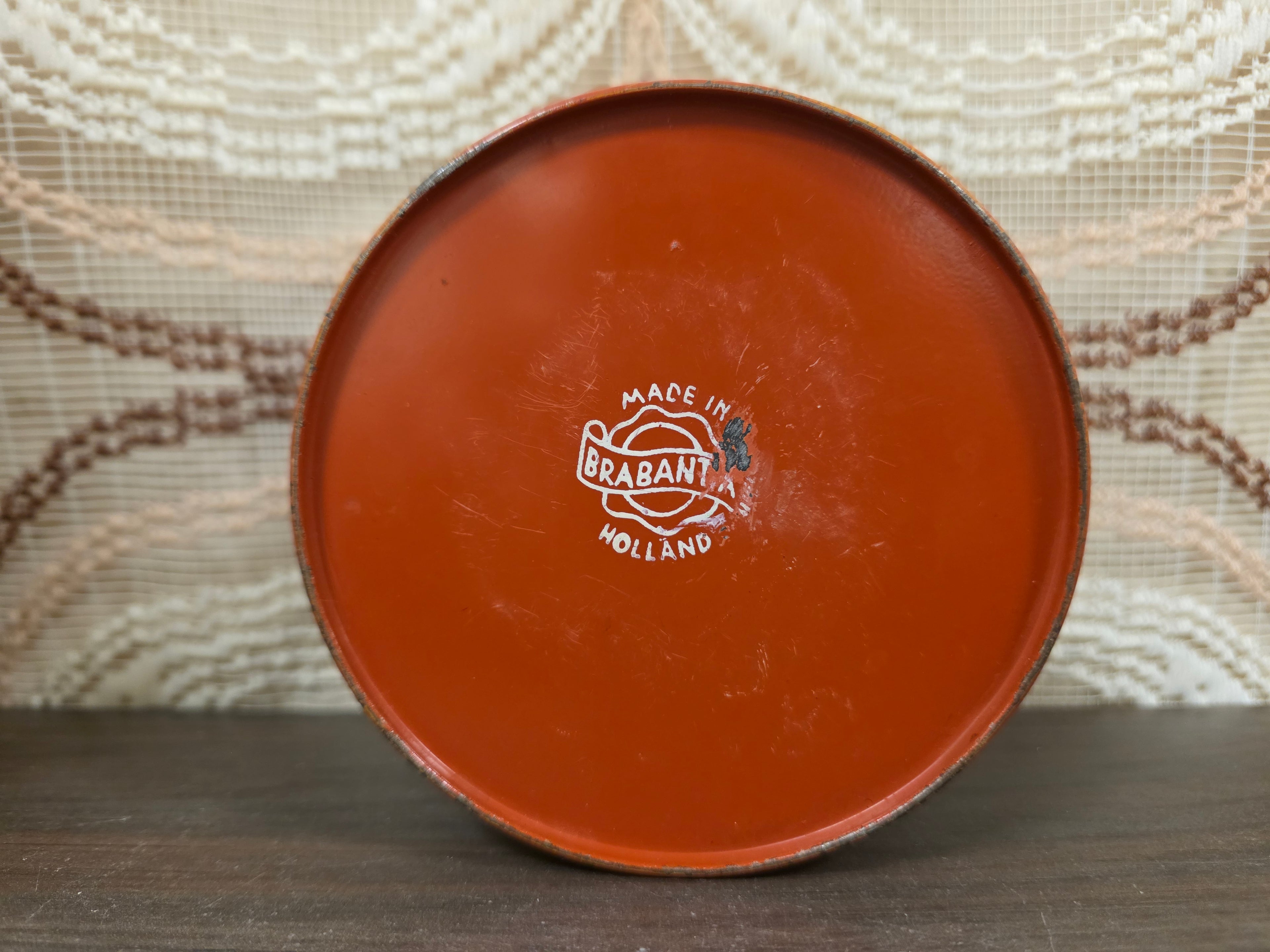 Brabantia vintage oranje gevlamd thee blik