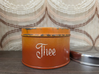 Brabantia vintage oranje gevlamd thee blik