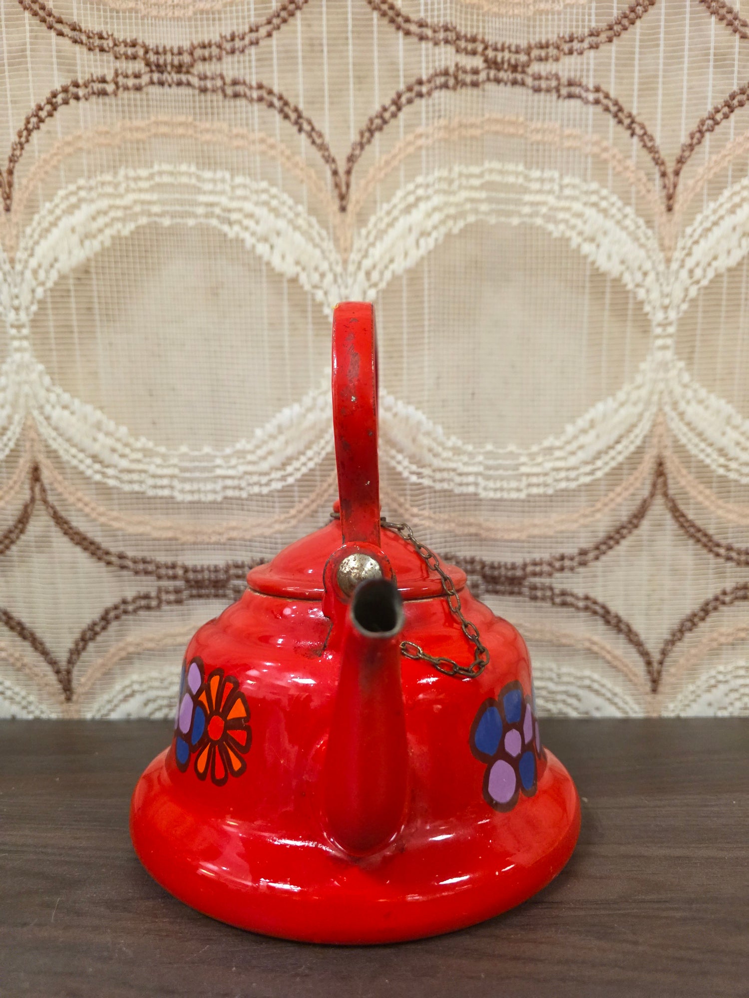 Brabantia Diane theepot rood met bloemen