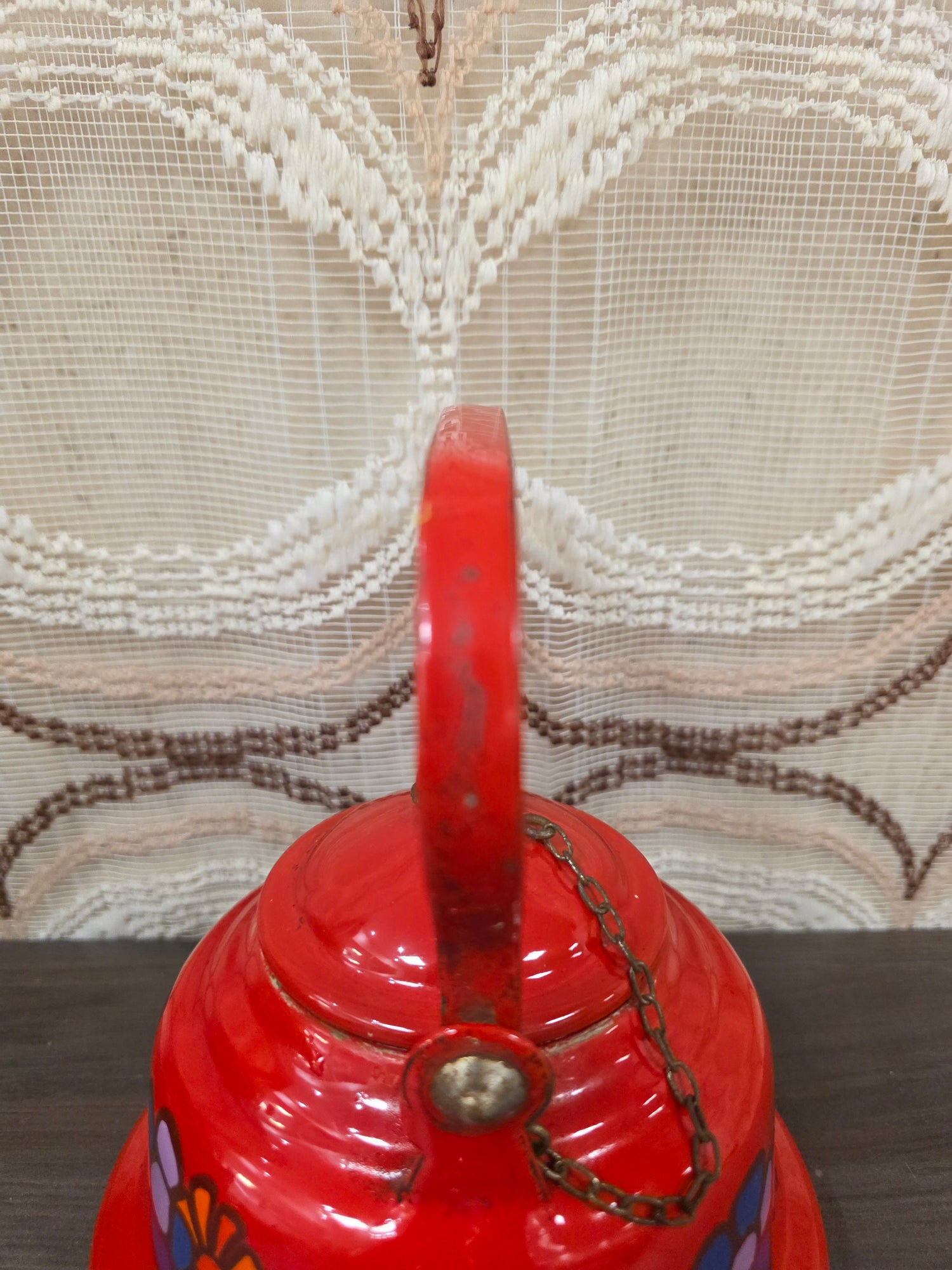 Brabantia Diane theepot rood met bloemen