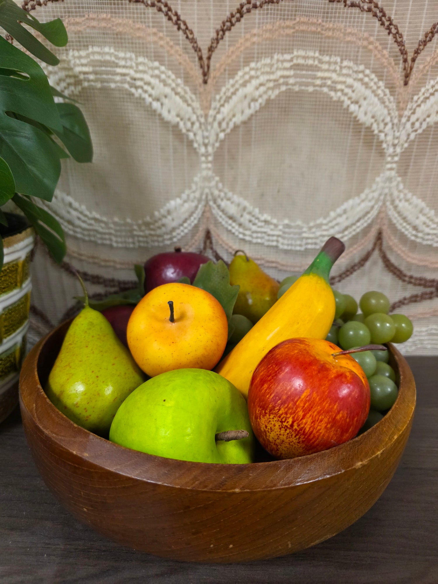 Vintage houten schaal rond 25 cm