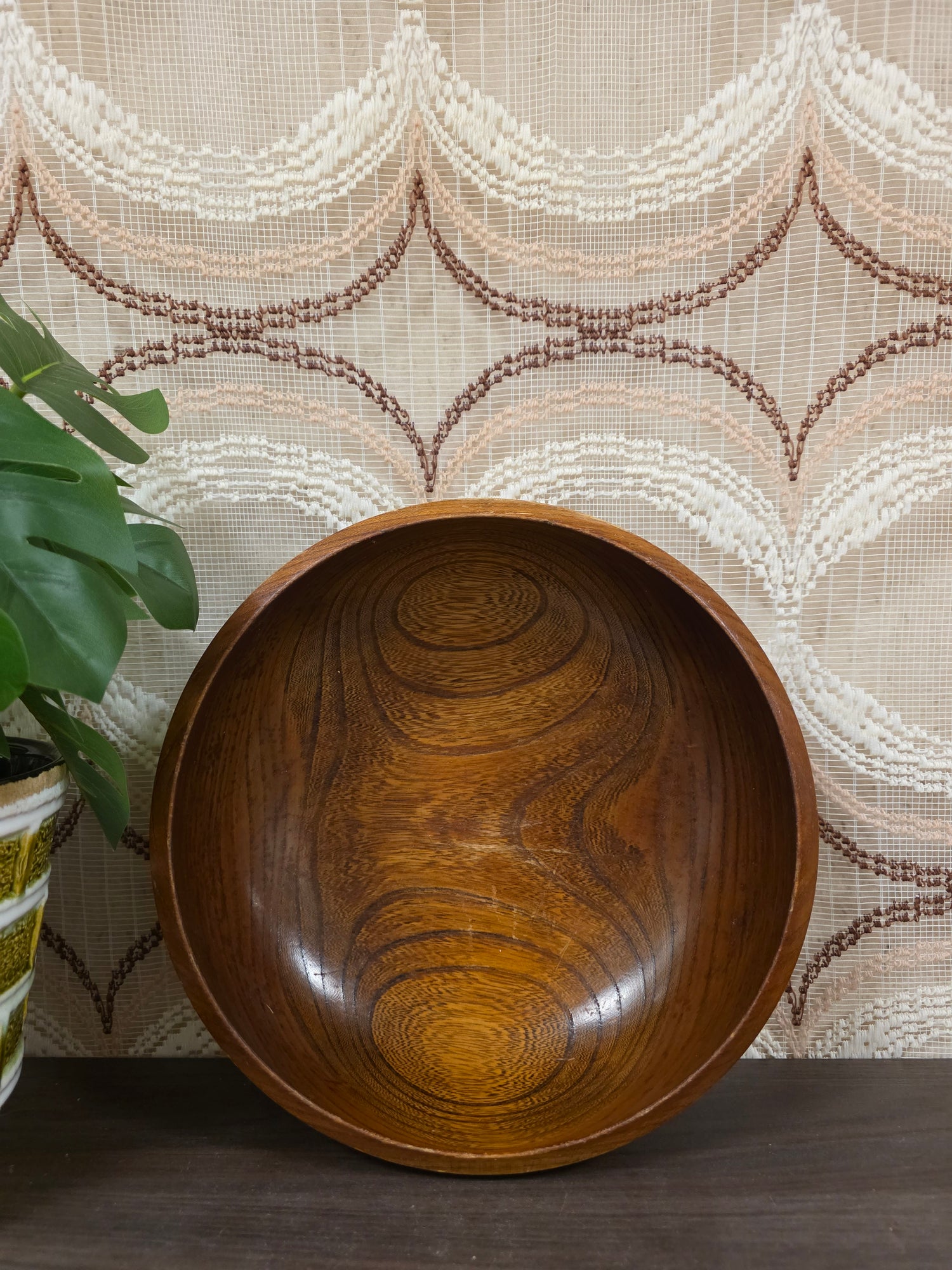 Vintage houten schaal rond 25 cm