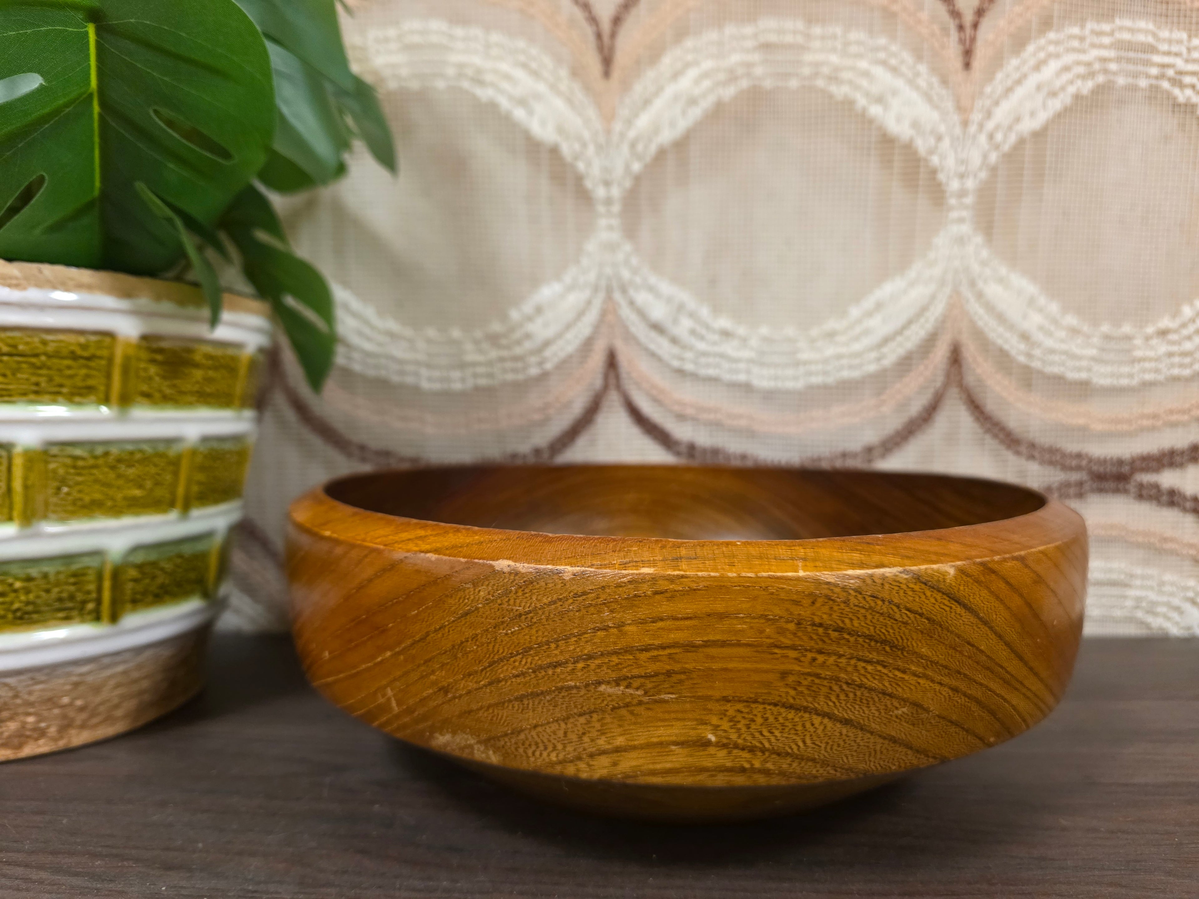 Vintage houten schaal rond 25 cm