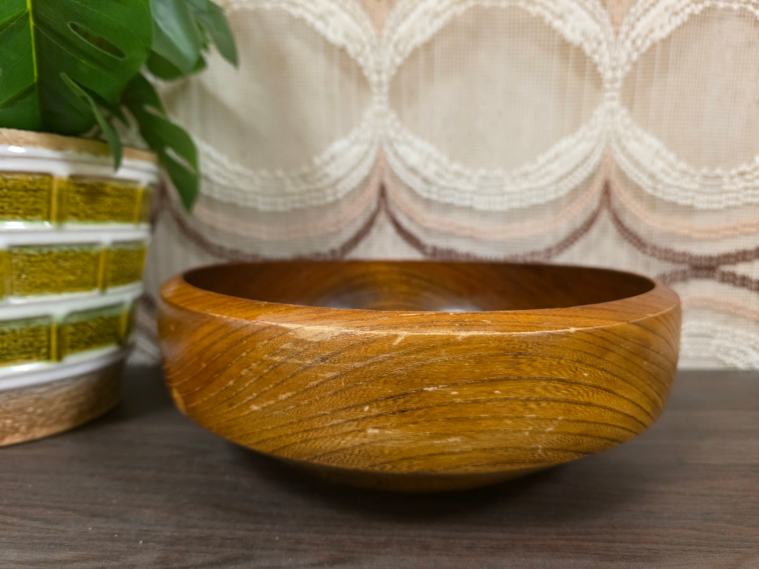 Vintage houten schaal rond 25 cm