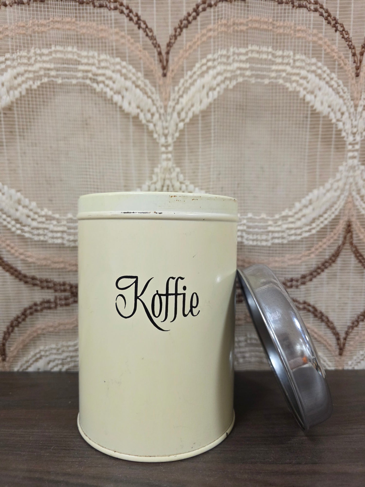 Brabantia koffieblik jaren ’70 vintage crèmekleurig