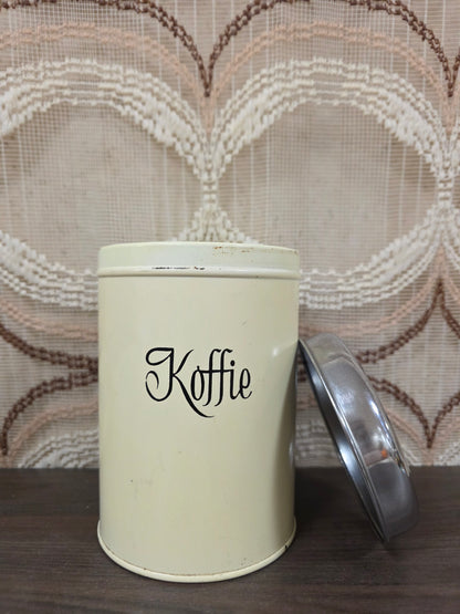Brabantia koffieblik jaren ’70 vintage crèmekleurig