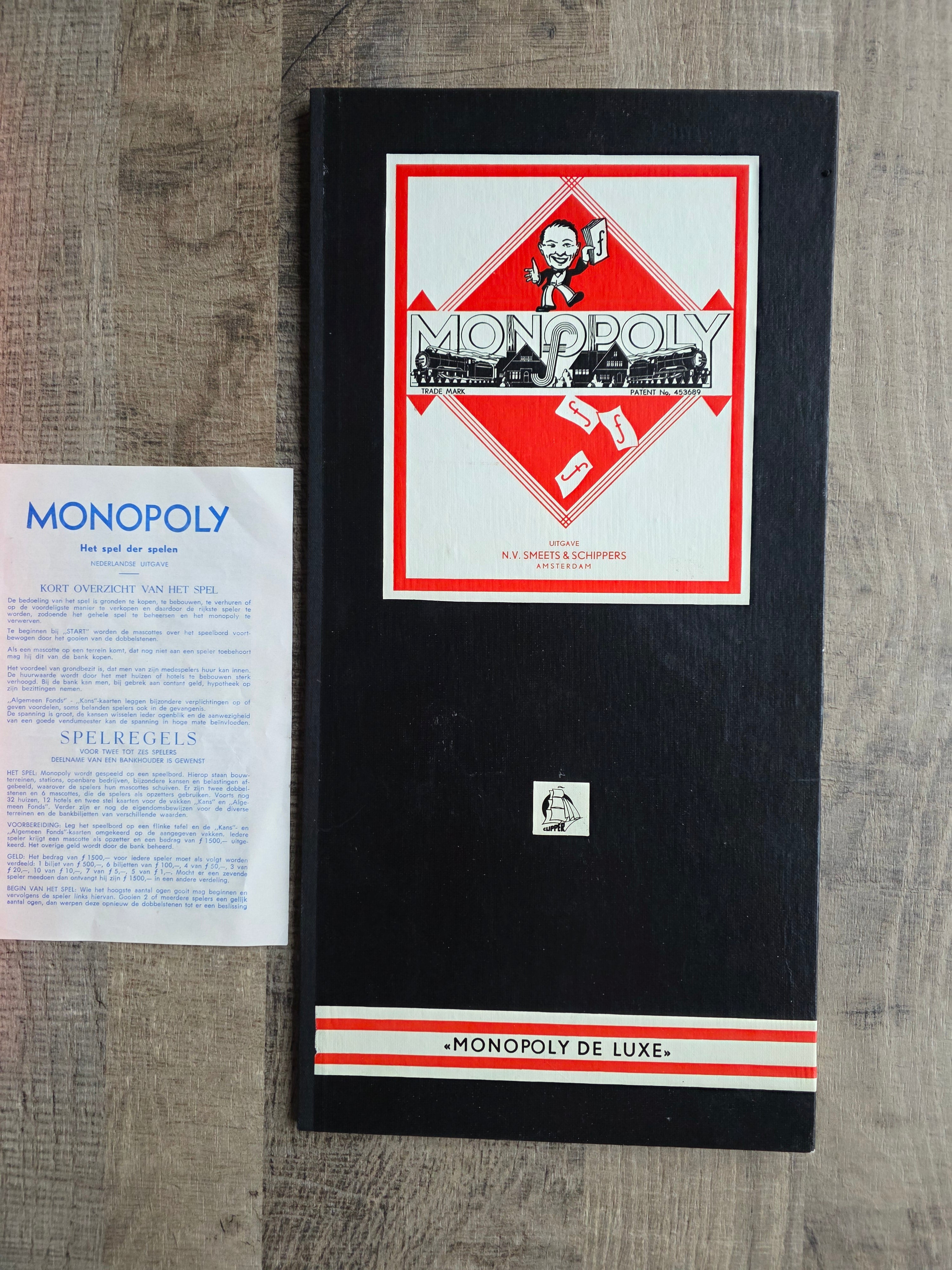 Clipper Monopoly zwarte doos guldens compleet vintage spel