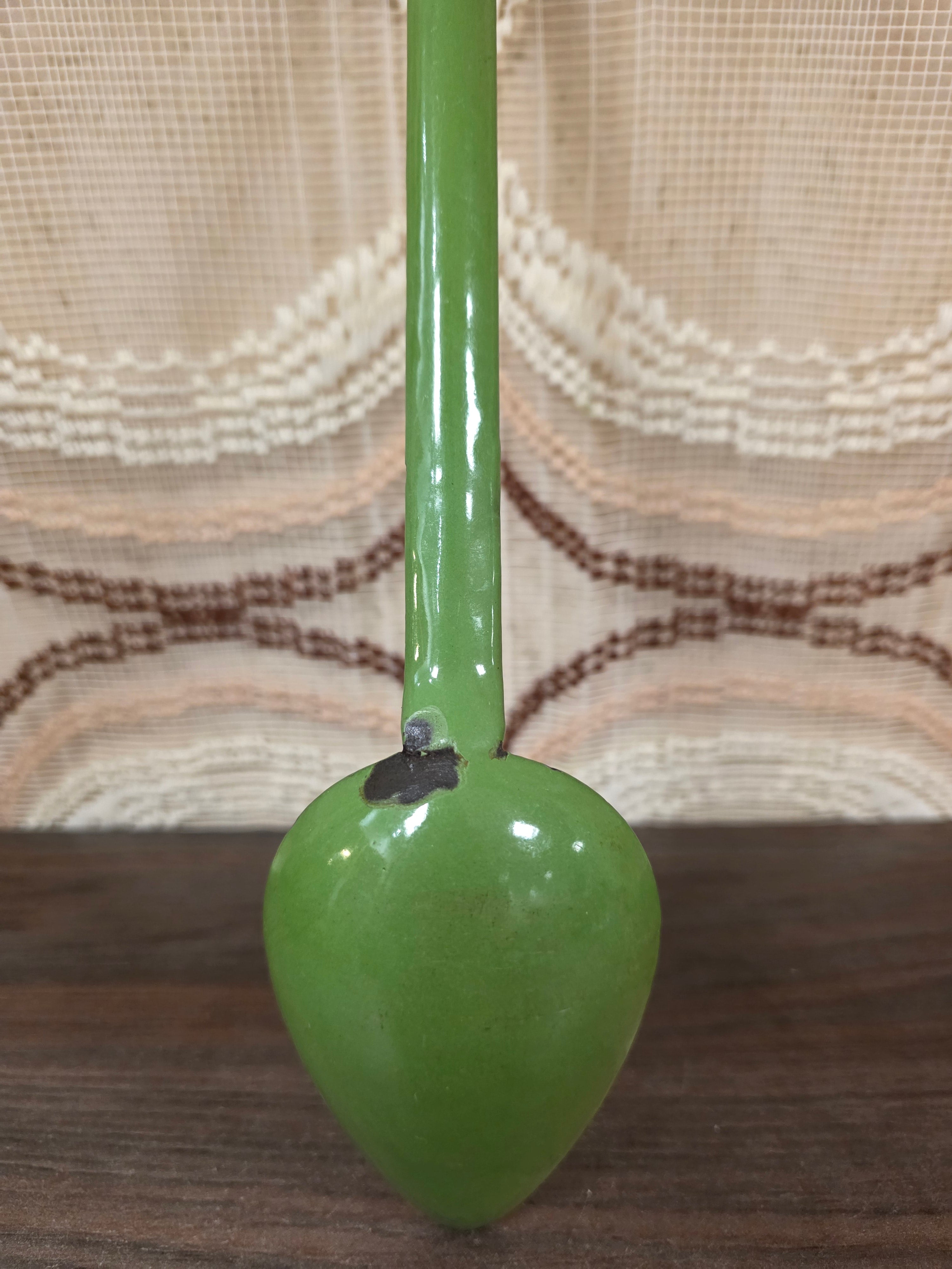 Emaille reseda groene lepel