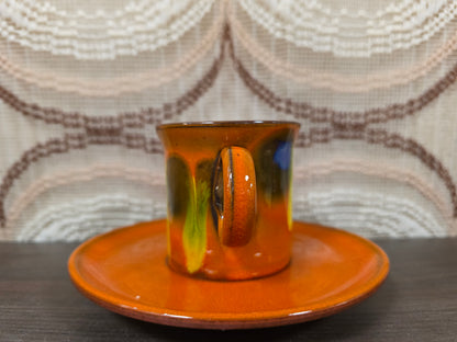 Kop en schotel oranje fat lava paars geel