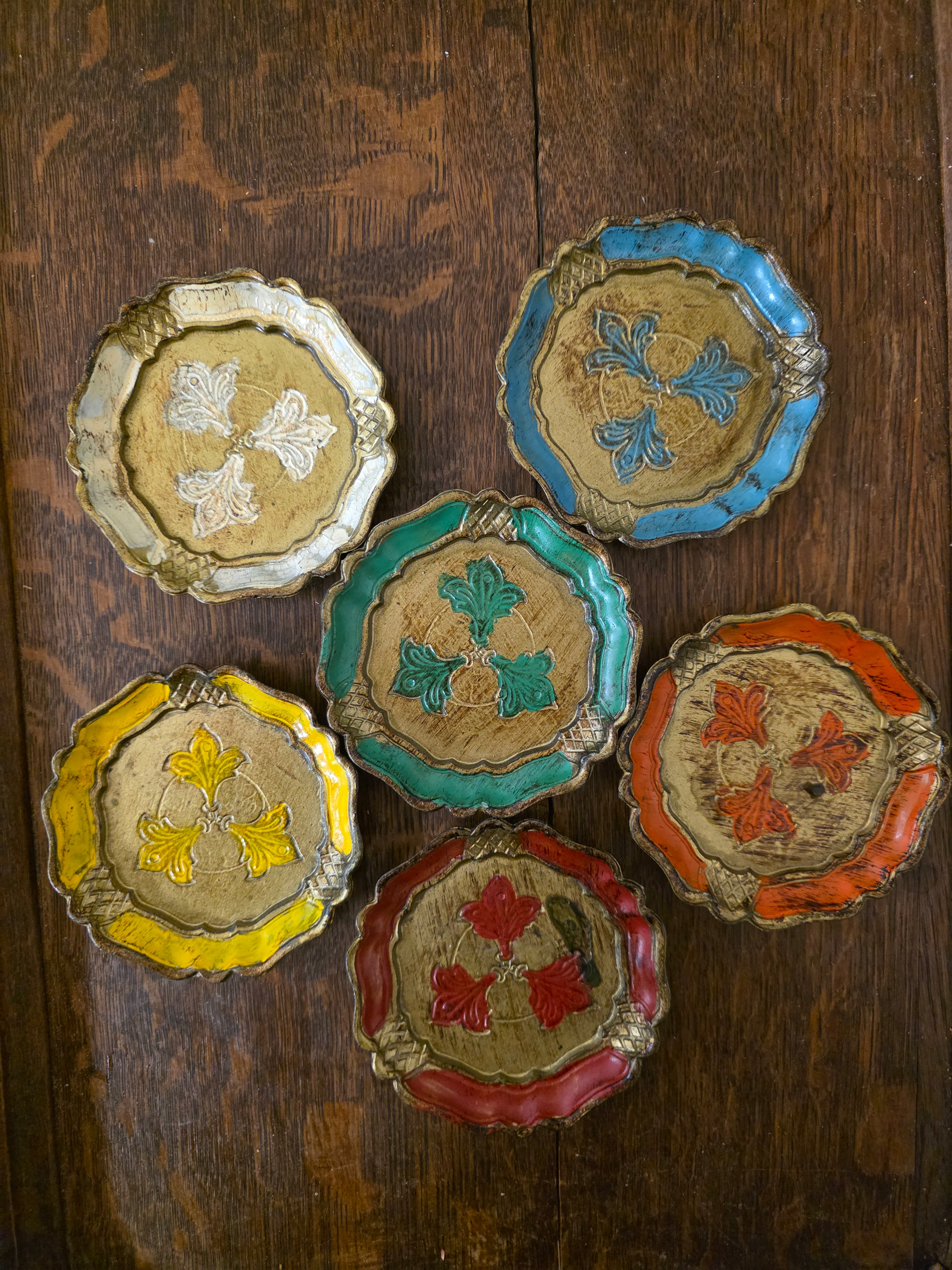 Florentijnse vintage houten onderzetters