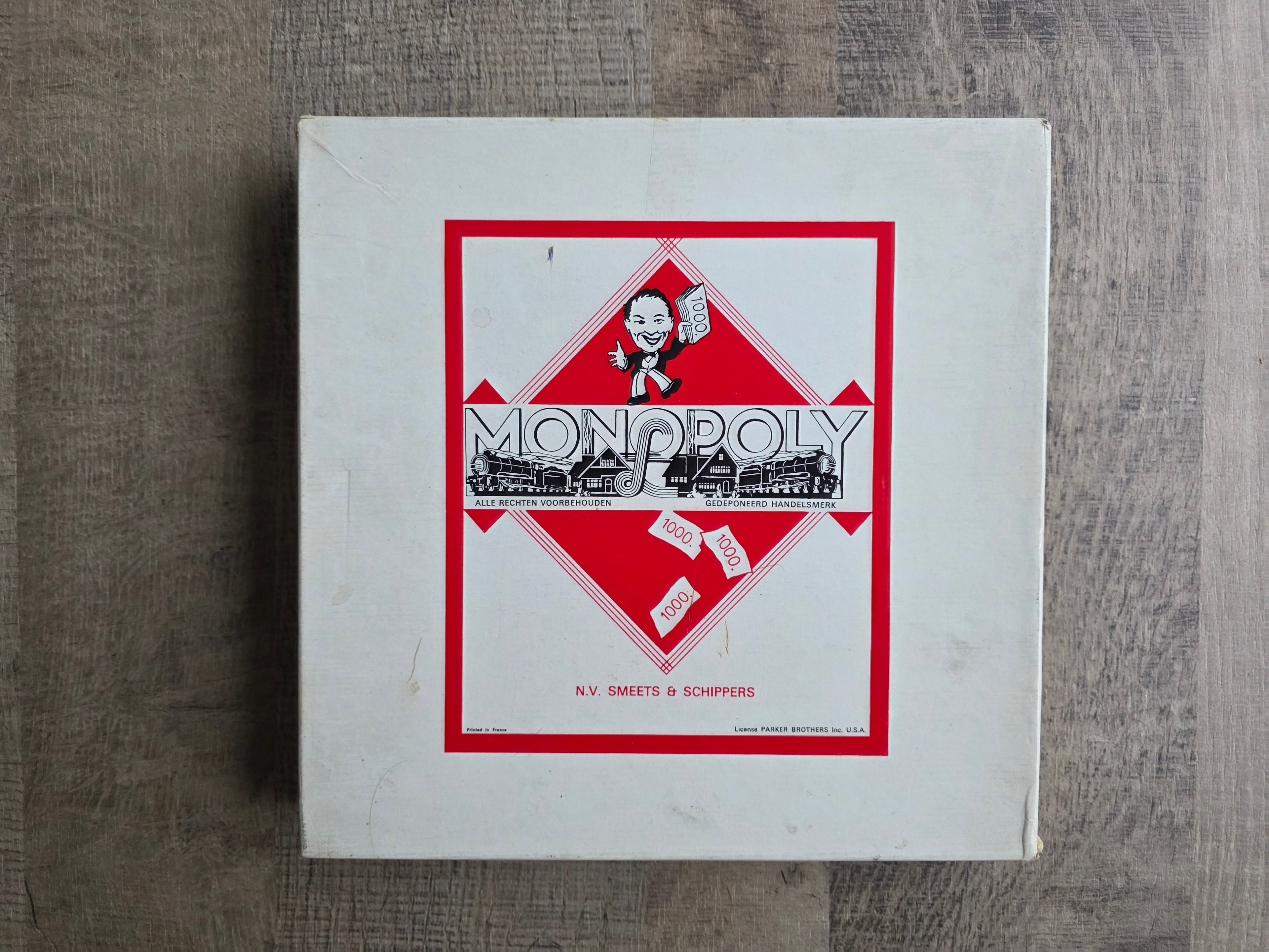 Monopoly bordspel Smeets Schipper vierkant witte doos