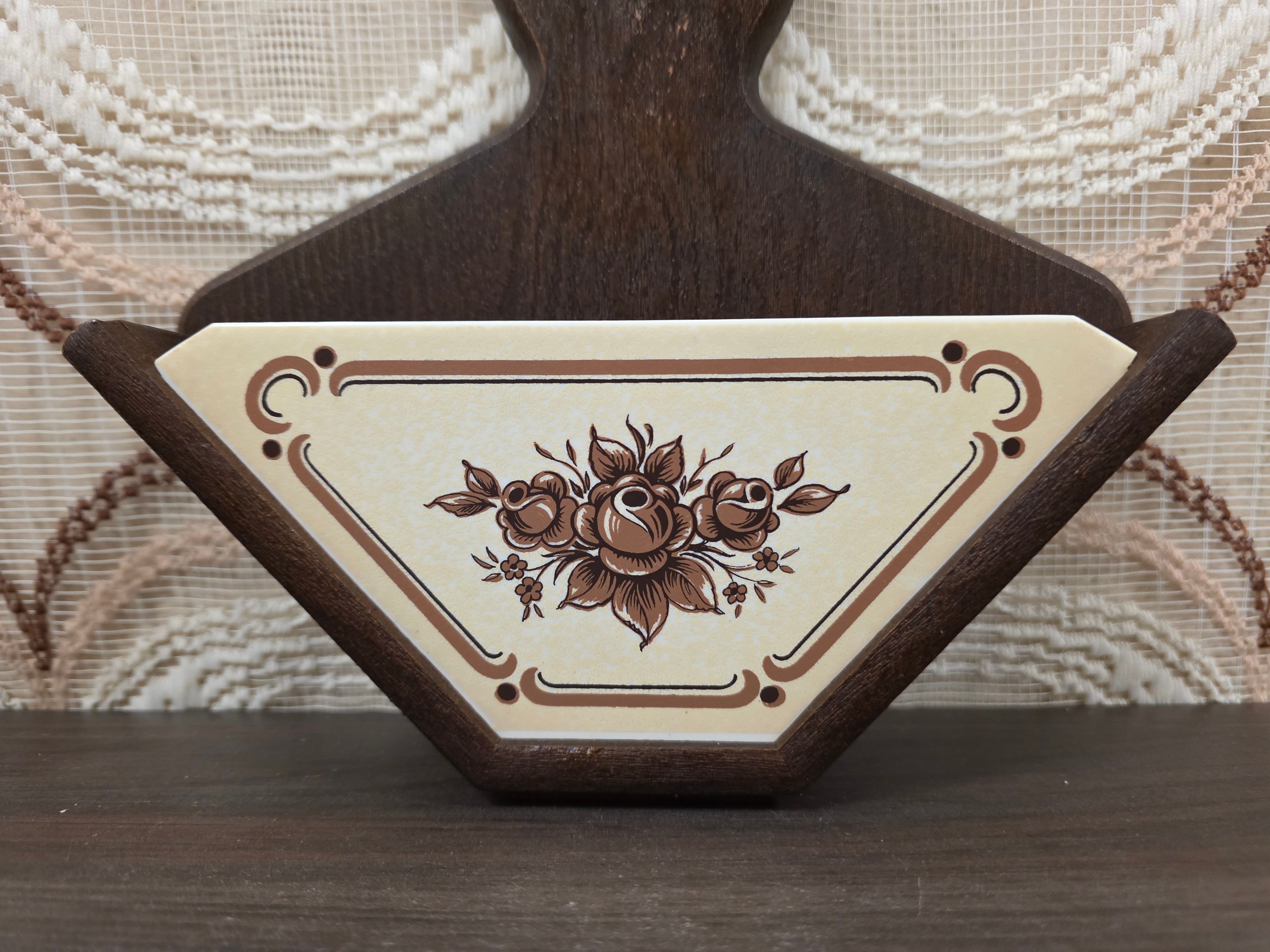 Emsa koffiefilter houder bruin houtlook bloemen