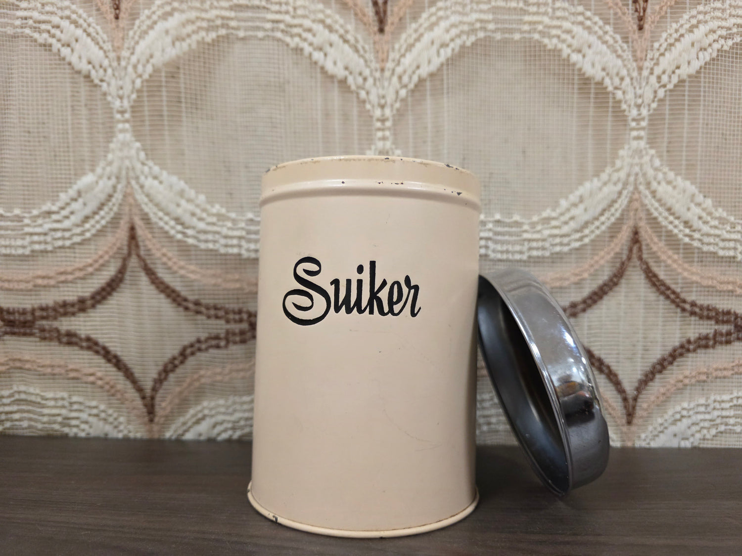 Brabantia suikerblik vintage jaren ’70 crèmekleurig