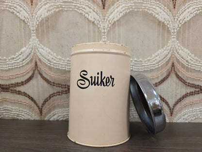 Brabantia suikerblik vintage jaren ’70 crèmekleurig