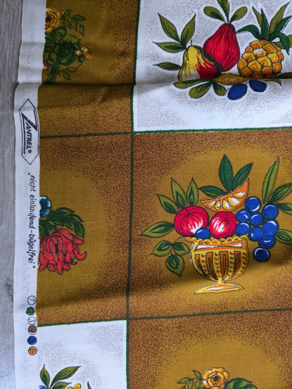 Vintage stof coupon Zantrel fruitmotief 133 x 120 cm