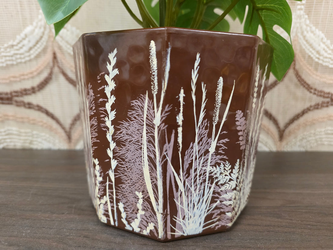 West Germany bloempot kunststof bruin 13 cm