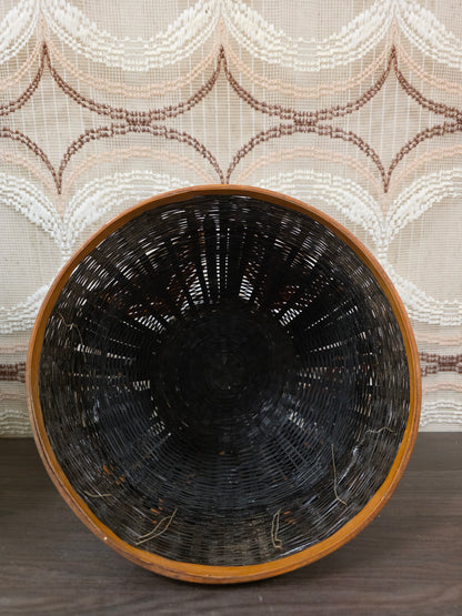 Vintage rotan bloempot 23,5 cm diameter