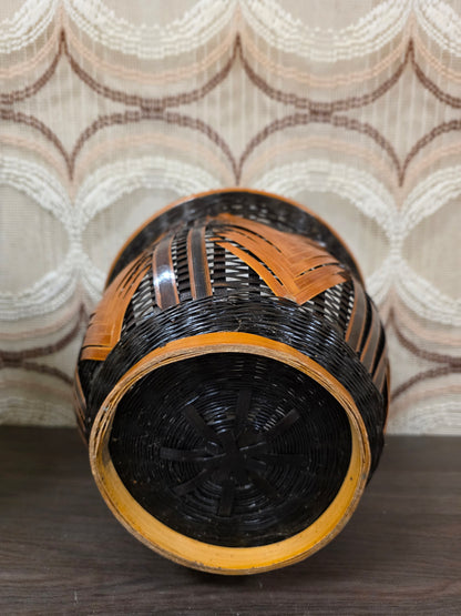Vintage rotan bloempot 23,5 cm diameter